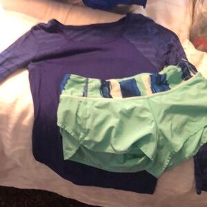 Lululemon shorts and balance long sleeve yoga shirt